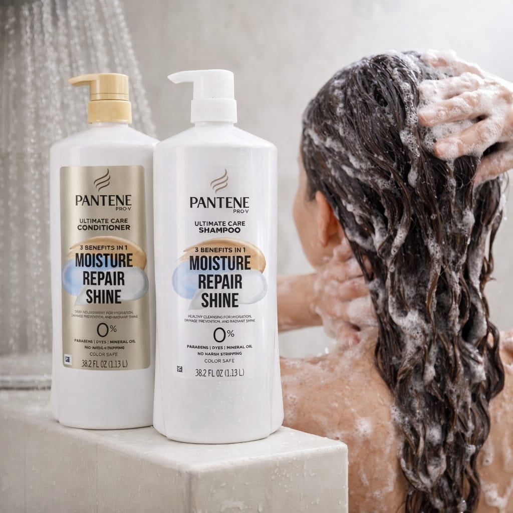 Pantene Pro-V Ultimate Care Shampoo & Conditioner Set, Moisture Repair & Shine, 38.2 fl oz Each