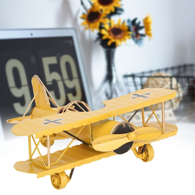 Vintage Airplane Model, Iron Aircraft Biplane Large Creative Home Wrought Aircraft Cake For Desktop Decor Photo Props