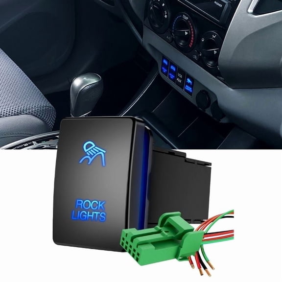 Nilight Rock Lights Push Button Switch 12V on off Switch with Connector Wire Kit 1.28" x 0.87" Replacement for Toyota Sequoia Highlander Tacoma Tundra 4Runner RAVR Yaris