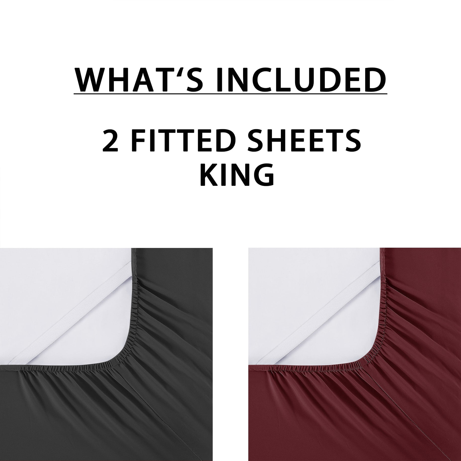 Mainstays Super Soft Microfiber 2-Pack Fitted Sheet, King, Grey Stone/ Luscious Red Merlot, 2 Piece