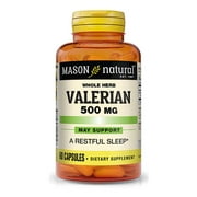 Mason Natural Valerian Root 500 mg - Natural Sleep Aid, Promotes Healthy and Restful Sleep, Herbal Supplement, 60 Capsules