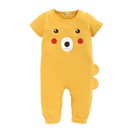 

Newborn Baby Girls Romper Jumpsuit Onesies Bodysuit Short Sleeve Cute Cartoon Print Romper 6-9 Months Yellow
