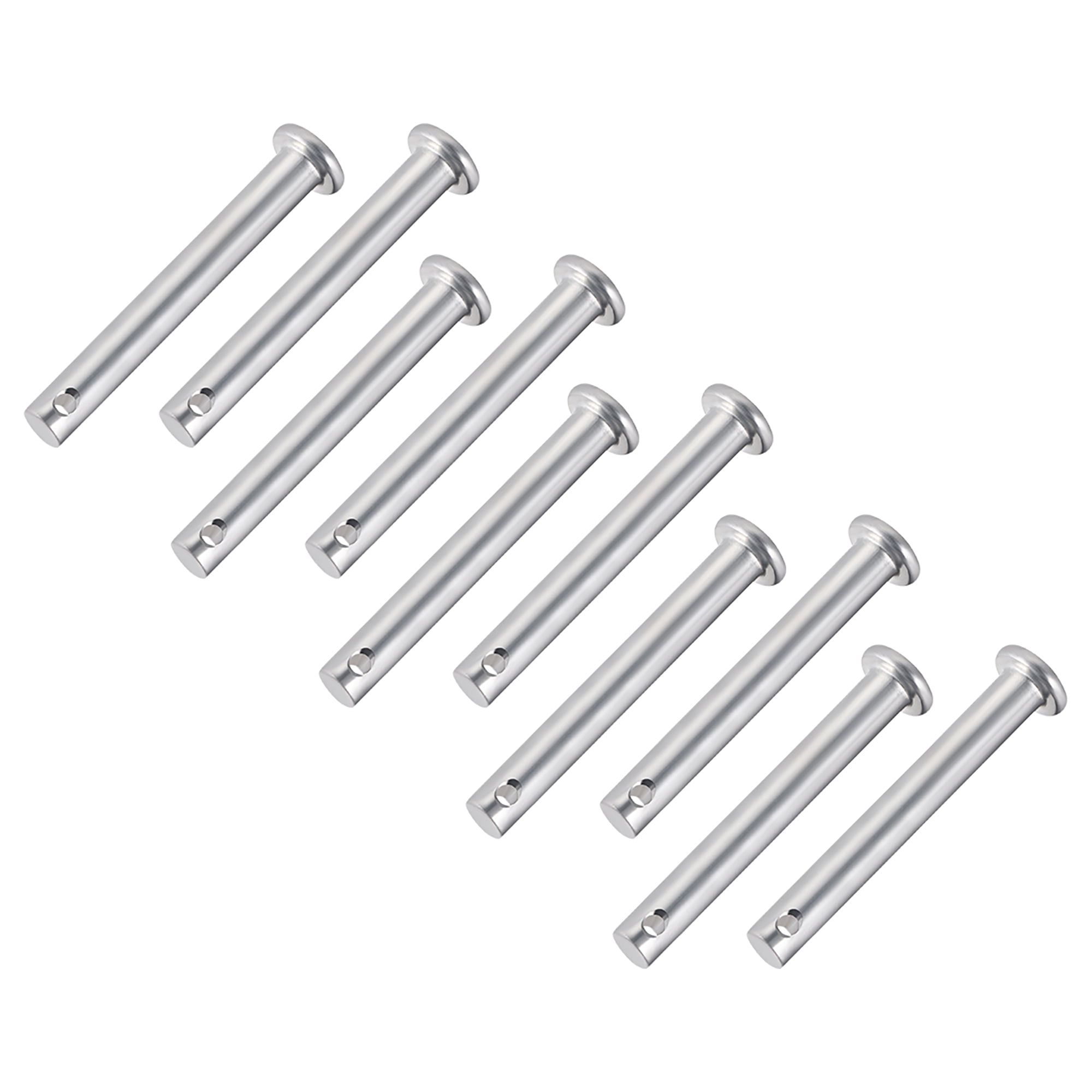 Single Hole Clevis Pins,6mm x 45mm Flat Head ZincPlating Steel 10Pcs