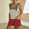 thumbnail image 2 of aidice Overalls for Women Round Neck Sleeveless Lightweight Loose Casual Color Block Jumpsuits Pockets, 2 of 5