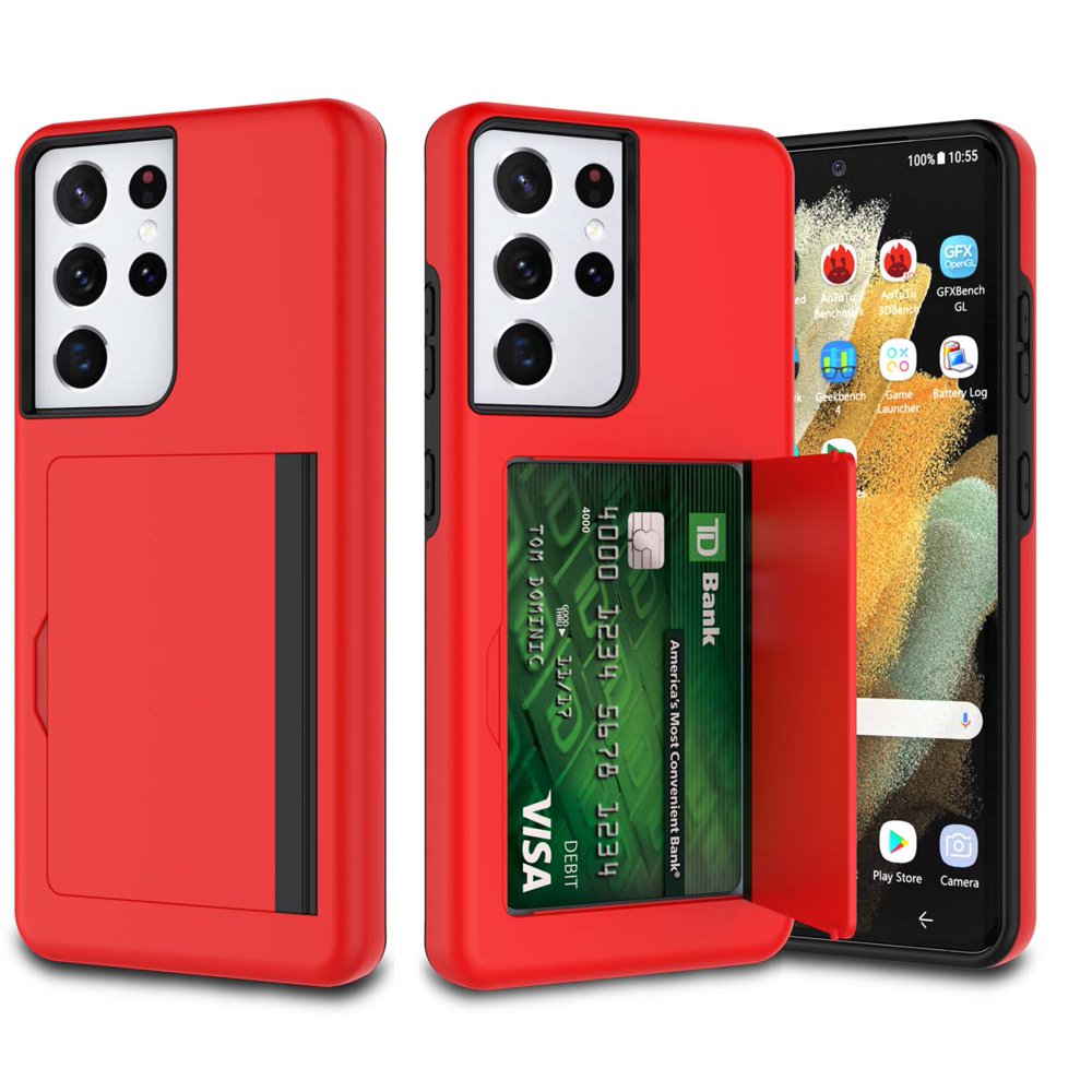 Galaxy S21 Ultra 5G Wallet Phone Case Tekcoo Shockproof Hybrid Rubber 