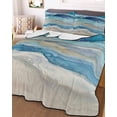 thumbnail image 3 of Quilts Twin-XL Size Bedding Set, Blue Coastal Lightweight Quilted Comforter, Summer Beach Nautical Abstract Art Soft Reversible Bedspread Coverlet with Pillow Covers for All Season, 68" x 98", 3 of 7