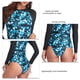 thumbnail image 5 of Traje de baño de dos piezas para mujer, fibra de poliéster, transpirable, cuello redondo, manga larga, estampado triangular, traje de baño femenino verde L, 5 of 5