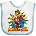 thumbnail image 3 of Inktastic Soccer Girl Superhero Girls Baby Bib, 3 of 4