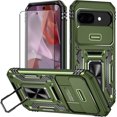 thumbnail image 1 of KOMI for Google Pixel 9a Case with Screen Protector and with Camera Cover, 360°Military Grade Rotatable Kickstand (Heavy Duty) Shockproof Protective, Case for Google Pixel 9a Army Green, 1 of 5