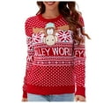 thumbnail image 1 of Daznico Womens Casual Crew Neck Embroidered Christmas Tree Letter Cartoon Knit Sweater,Size XXL, 1 of 7
