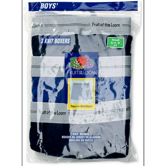 Fruit Of The Loom Boys 3pk Knit Bxr W/exposed Waistband Lg