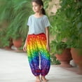 thumbnail image 2 of DISNIMO Colorful Rainbow Girls Harem Pants Size 3-7 Bloomer Trousers for Girls Bloomer Harem Pants Kids Harem Bloomers Long Pants for Girls Bloomer Trousers Elastic Waist Pants Kids Beach Pants, 2 of 7