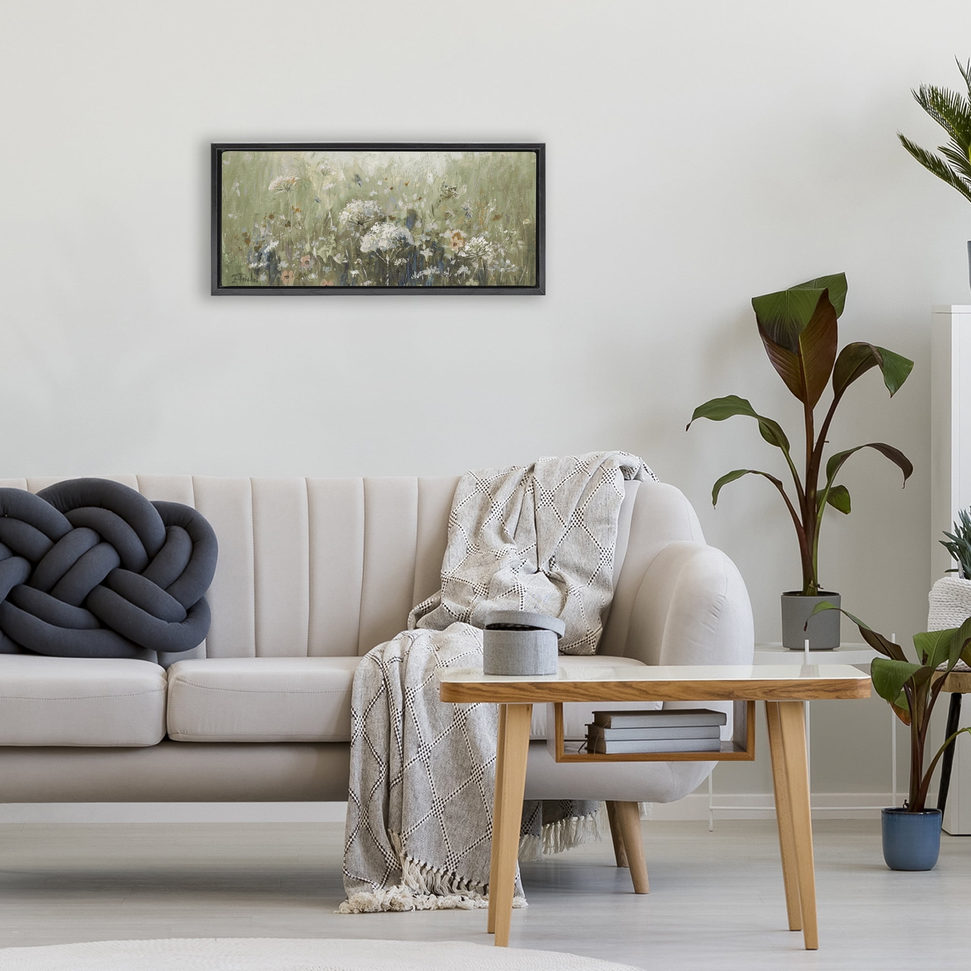 Stupell Industries Mistful Summer Meadow Scene Black Framed Floater Canvas Wall Art, design by Patricia Pinto