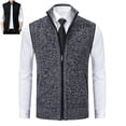 thumbnail image 5 of Manxivoo Sweater Vest Men's Vest Men's Vest Work Daily Leisure Thickened Stand Collar Zipper Sleeveless Sweater Vest Vest for Men Grey1 XL, 5 of 7