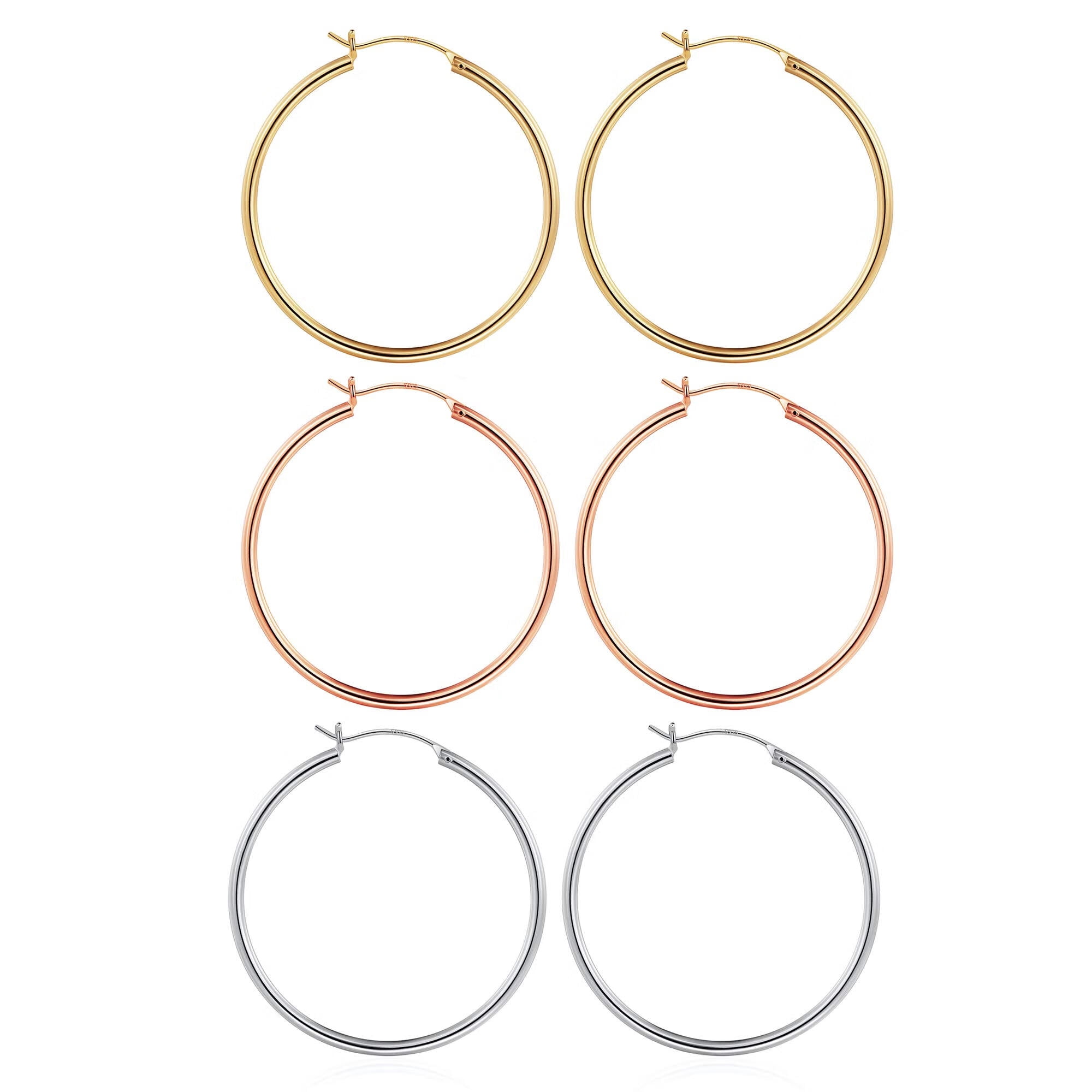 AUNOOL Gold Hoop Earrings for Women 14K Gold Plated Steling Silver Post