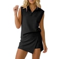 thumbnail image 3 of Likimi 2 Piece Sets For Women Solid Color Sleeveless High Neck Zipper Tops With Shorts Summer Soft Fashionable Outfit Set Black Size L, 3 of 9