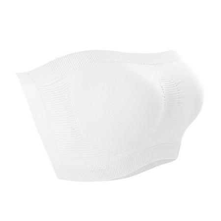 Yyeselk Bandeau Bras for Women Seamless Wireless Padded Strapless Bra Push Up Comfort No Underwire Breathable Tube Top Bra Underwear White S