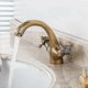 thumbnail image 2 of Retro Antique Brass Bathroom Faucet Two Handle Basin Mixer Tap Brushed Nostalgic Bathroom Mixer Tap, 2 of 5