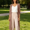 thumbnail image 3 of Gealkoca Solid Color Open Front Maxi Long Cardigan Sweater for Women Lightweight Long Sleeve Cardigan Oversized Long Coat Trendy, 3 of 8