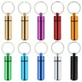 thumbnail image 2 of 10 Pcs Pill Holder Keychain, Aluminium Alloy Mini Pill Organizer, Waterproof Small Pill Box, Portable Pill Container, Metal Pill Case with Keyring for Outdoor Camping Travel, 2 of 7