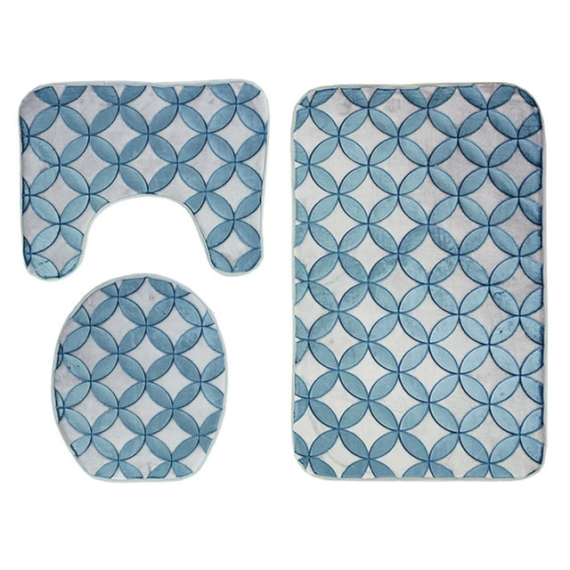 , 3 unids/set Juego de alfombrillas de baño a prueba de polvo con impresión geométrica 3D Juego de alfombrillas de baño a prueba de polvo Top of the Line