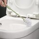 thumbnail image 4 of Juego de cepillo y limpiador para inodoro compacto con mango ergonómico, diseño moderno, base de drenaje hueca y cabezal de cepillo suave para la limpieza del baño, gris/rosa/verde., 4 of 6