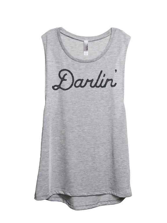 Darlin Women's Sleeveless Muscle Tank Top Sport Grey Small