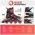 thumbnail image 3 of 2Pm Sports Torinx Patines en línea ajustables para niños Patines divertidos para principiantes para niños, jóvenes, niñas, hombres y mujeres, rojo pequeño, 3 of 8