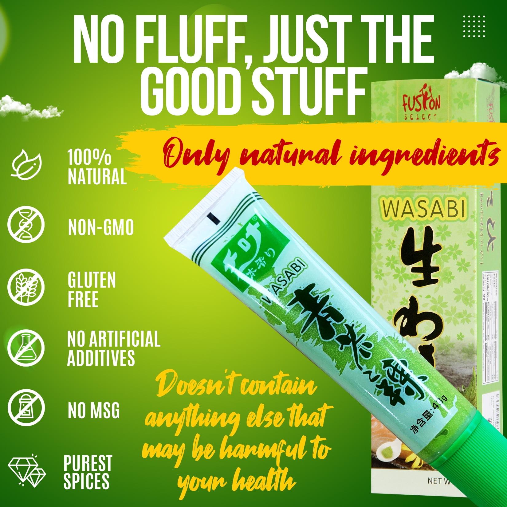 Fusion Select, Real Wasabi in Tube, 43g, Authentic Japanese Flavor