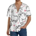thumbnail image 7 of Lsque Alpacas and Hearts print Men's Cuban Collar Short Sleeve Shirt Summer Beachwear Casual Button Down Fashionable Vacation Leisure Shirt-XX-Large, 7 of 7