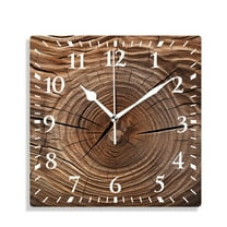 14 Inch Wall Clock Battery Operated Silent Clock Decorative for Office, Kitchen, Outdoor, Living Room，Wooden Growth Ring Pattern
