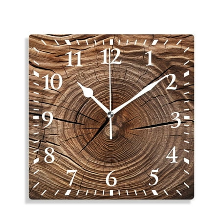 14 Inch Wall Clock Battery Operated Silent Clock Decorative for Office, Kitchen, Outdoor, Living Room，Wooden Growth Ring Pattern