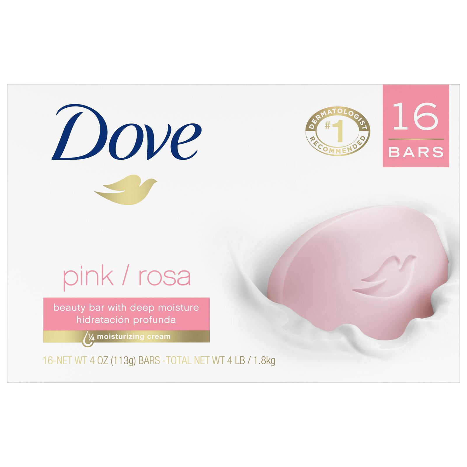 Dove Pink Beauty Bar 16 Count 4 oz. - Walmart.com - Walmart.com
