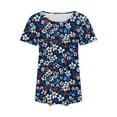 thumbnail image 5 of Raeneomay Short Sleeve Tunic Tops Fit Pleated Blouse Shirts Fashionable Women's Casual Short Sleeved Loose Round Neck Printed Top, 5 of 5