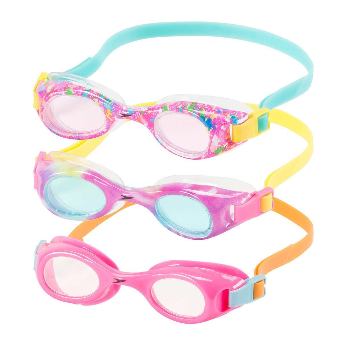 Speedo Kids Swim Goggles Triple Goggle Pack ~ Fun Prints (Orange) by Speedo