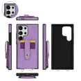 thumbnail image 4 of Crossbody Case Wallet Phone Case for Samsung Galaxy S25 Ultra with Strap,With Mirror, RFID Blocking Card Holder, Kickstand, PU Leather Shockproof Anti-fall Rugged Phone Cover for Women Girls,Purple, 4 of 12