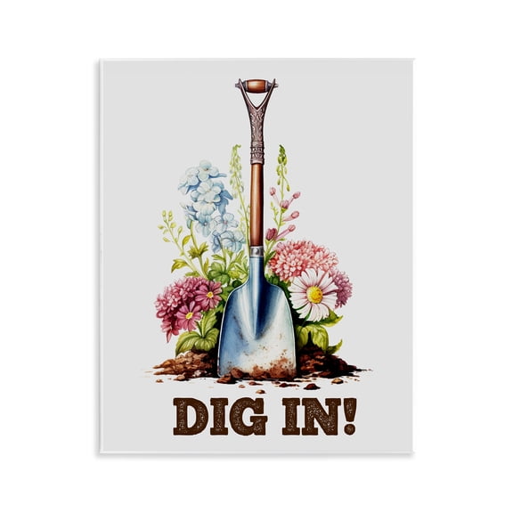 Stupell Industries Dig In Gardening Phrase Plants & Flowers Painting Unframed Art Print Wall Art, 11 x 14