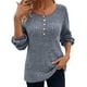thumbnail image 1 of Gibobby Blusas De Manga Larga Para Mujer Nueva camiseta de manga larga con retazos de botones de color sólido molido a y cuello redondo para mujer（Gris， M), 1 of 5