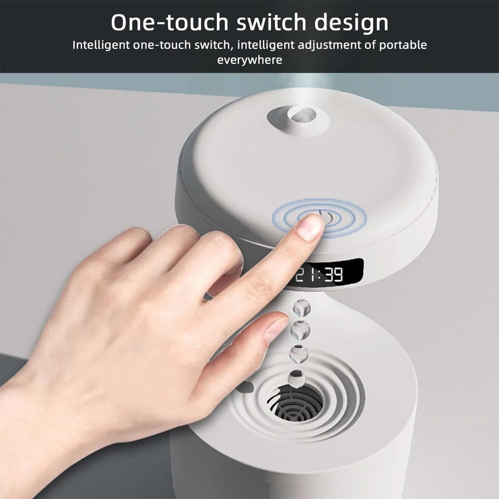 Anti-Gravity Levitating Water Drop Humidifier | Mushroom-Shaped Quiet Cool Mist Fogger, Countercurrent Rain Fountain for Bedroom Fatigue Relief（White 1 PCS）