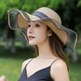 thumbnail image 4 of Shenmeida Womens Floppy Big Brim Hat Bowknot Straw Hat Foldable Roll up Sun Hat, 4 of 8