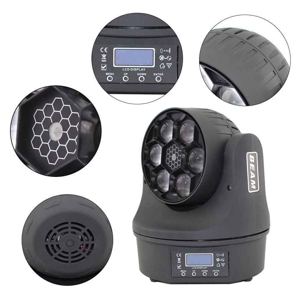 Miumaeov DJ Light Moving Head Stage Light 6x10W RGBW 4 in 1 Bee Eyes LED Beam Moving Head DJ Disco Stage Wash Light DMX512 15 Channels Effect Lighting