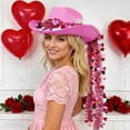thumbnail image 2 of SRZYMJ Cowboy Hat for Men and Women Heart Sequins Ribbons Decor Western Cowgirl Hat for Halloween, 2 of 4