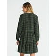 thumbnail image 3 of Time and Tru Women's Tiered Plaid Flannel Dress, Sizes XS – XXXL, 3 of 5