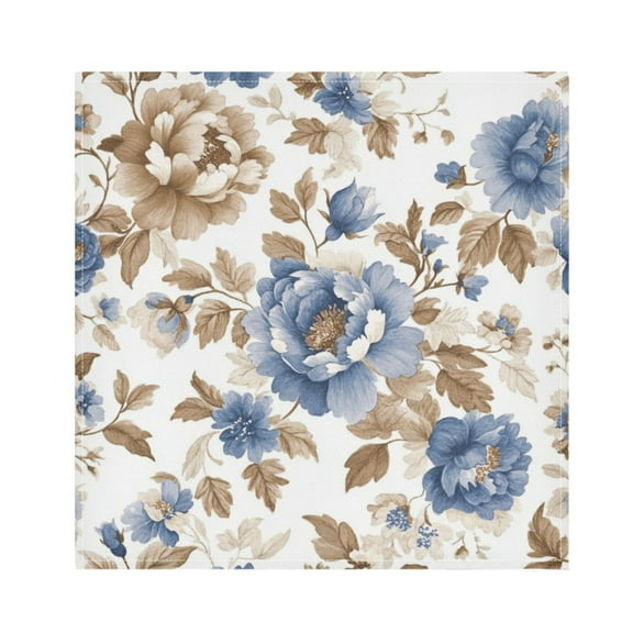 Qxltty Blue Peonies Dead Leaves Napkins 20×20in Perfect for Parties Dinners Weddings Cocktail Housewarming Cloth Napkins Set of 6