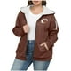 thumbnail image 2 of Suéter de manga larga con capucha y chaquetas informales para mujer, moda de talla grande, color liso, con cremallera y capucha, suéter grueso de terciopelo, hombros caídos, blusa de poliéster para mu, 2 of 4