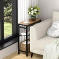 thumbnail image 2 of Small Side Table for Small Space, 3-Tier Narrow End Table with Magazine Holder,Slim Nightstand, Skinny Snack Couch Table in Living Room, Bedroom Study and Balcony (Rustic Brown &Black) Patent Pending, 2 of 9