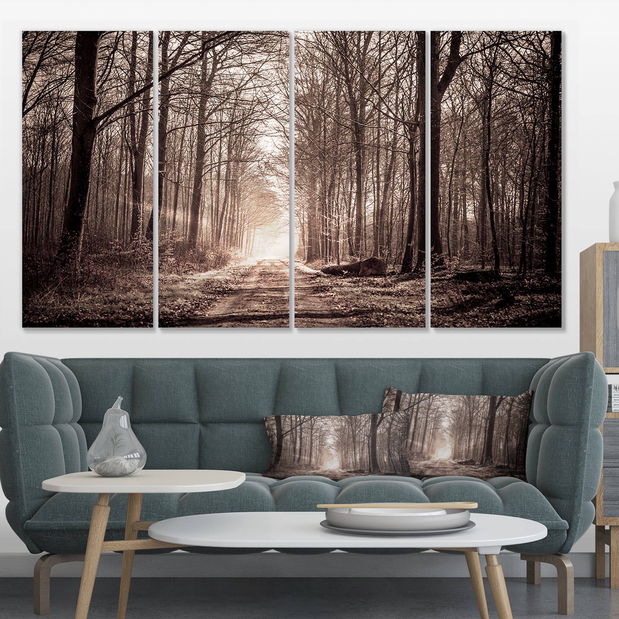 Forest Trail in Sepia - Landscape Photography Canvas Art Print ...