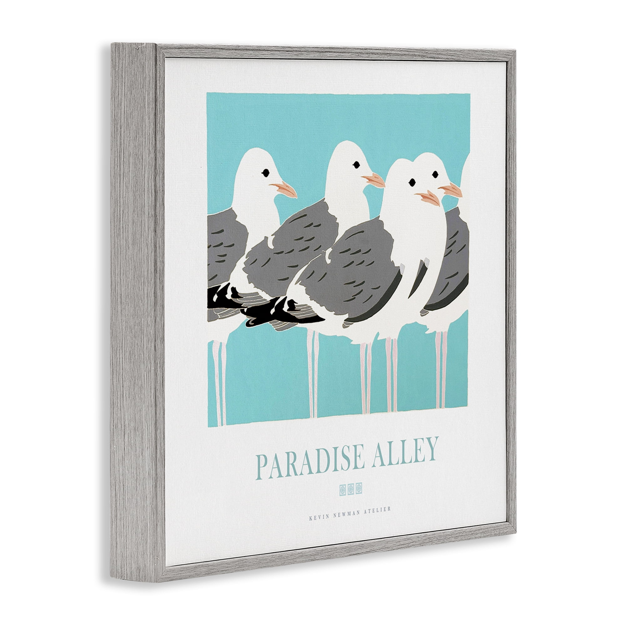 Stupell Industries Paradise Alley Seagull Gathering Gray Framed Giclee Art, design by Jadei Graphics