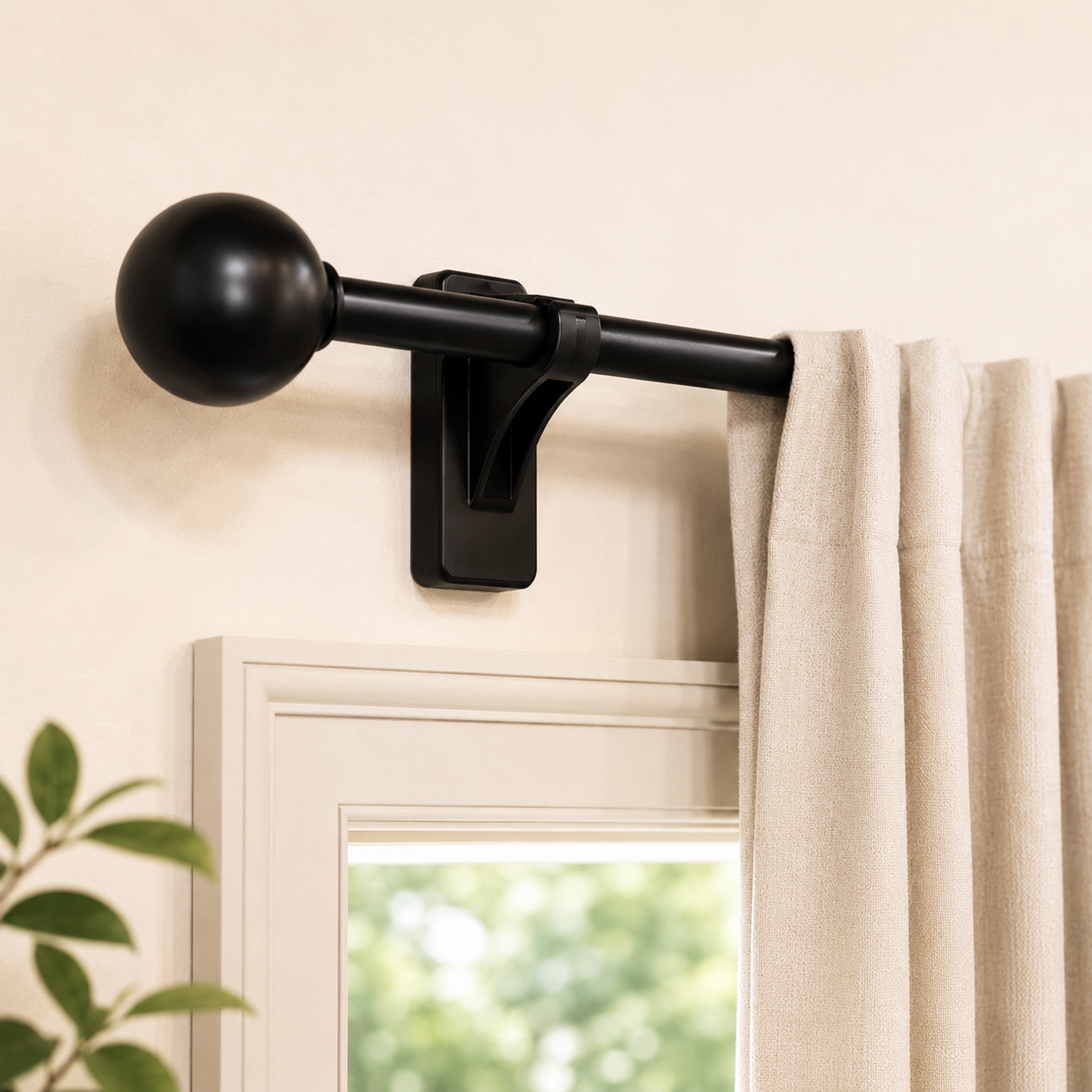 Mainstays Black Adhesive Curtain Rod Bracket Set, 2 Pieces