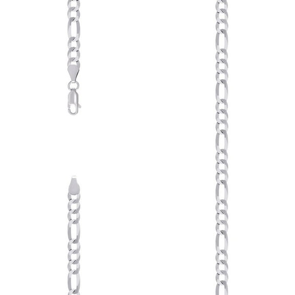 925 Sterling Silver Super Flat Figaro Chain Rhodium Plated 4.9mm Necklace 16 Inch Chain Necklace for Women and Men